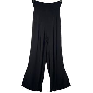 By Anthropologie Women's Wide Leg Wide Leg Paper Bag Pants S Black Flowy Boho